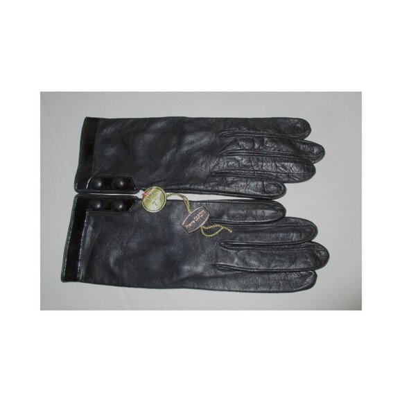 Vintage 70's Creation Pierre Cardin Made by Aris Black Leather Gloves NWT 7 1/2 - Picture 2 of 9